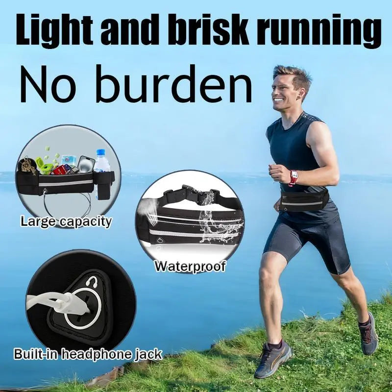 Running Belt Running Waist Pouch Belt Bag for Women and Men, Large Capacity Belt Running Fanny Pack Hiking Fanny Pack Holder for Cell Phone, Money, and Keys, Adjustable Belt Pouch Fits Most Phone and Waist Sizes