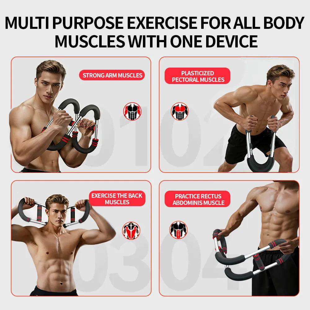 Adjustable Power Twister for Men: Arm, Chest & Shoulder Muscle Trainer - Portable Spring Resistance Home Gym Equipment