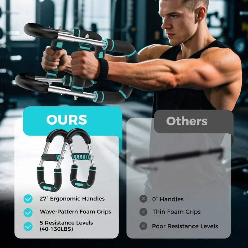 Adjustable Power Twister Bar Arm Trainer, Chest & Arm Strength Training Equipment for Men, Portable Upper Body Workout Tool for Home Gym Fitness