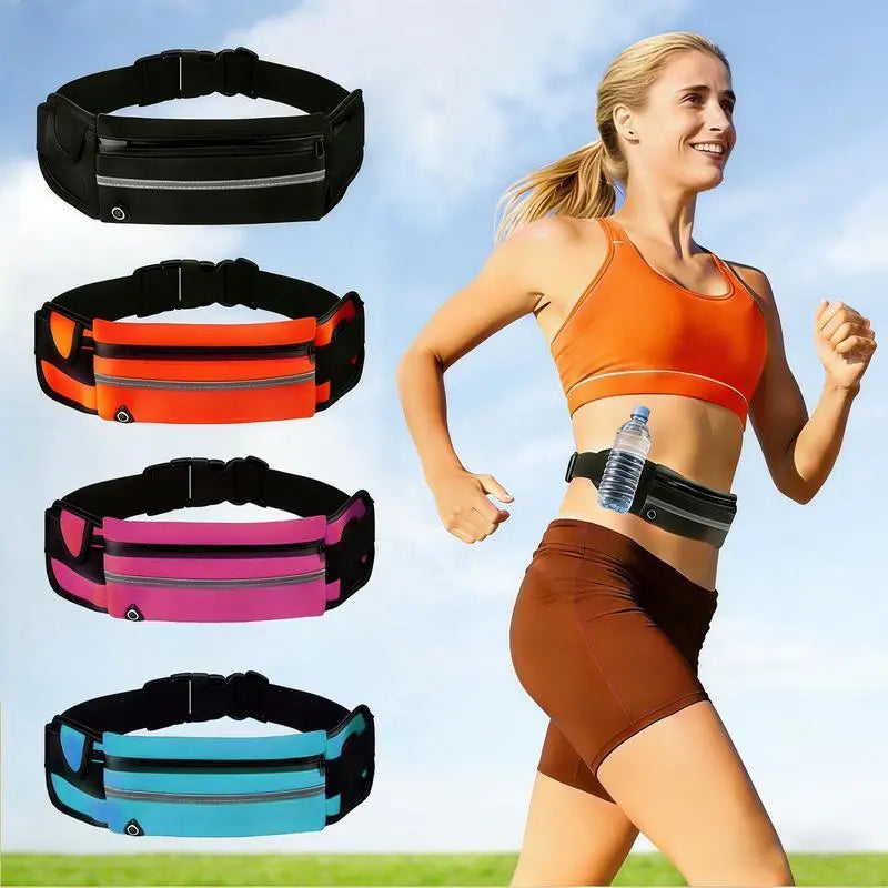 Running Belt Running Waist Pouch Belt Bag for Women and Men, Large Capacity Belt Running Fanny Pack Hiking Fanny Pack Holder for Cell Phone, Money, and Keys, Adjustable Belt Pouch Fits Most Phone and Waist Sizes