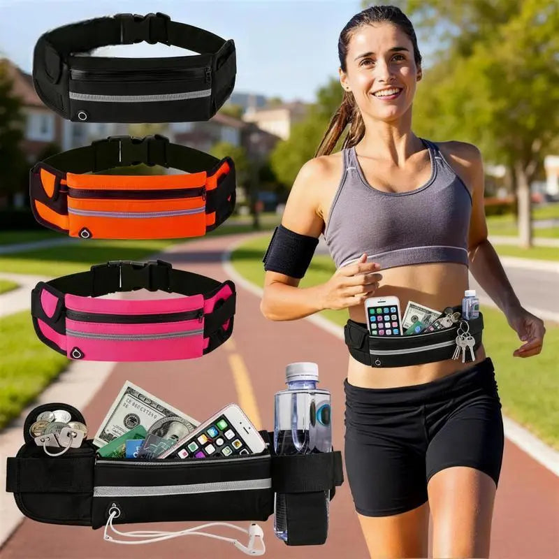 Running Belt Running Waist Pouch Belt Bag for Women and Men, Large Capacity Belt Running Fanny Pack Hiking Fanny Pack Holder for Cell Phone, Money, and Keys, Adjustable Belt Pouch Fits Most Phone and Waist Sizes